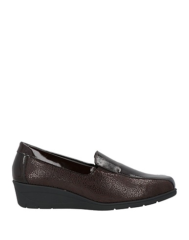 SUSIMODA Loafers Dark brown Leather, Textile fibres