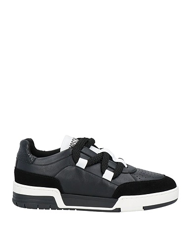 MOSCHINO Sneakers Black Leather, Textile fibers