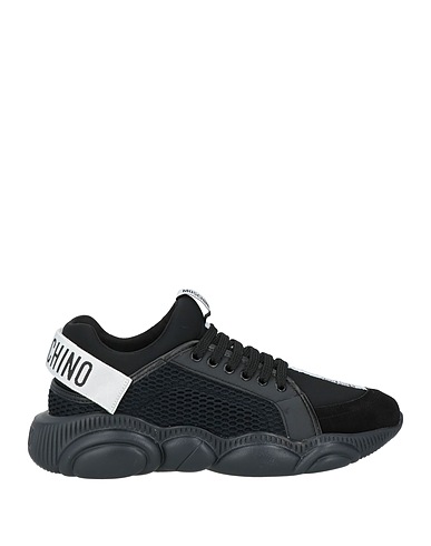 MOSCHINO Sneakers Black Leather, Textile fibers