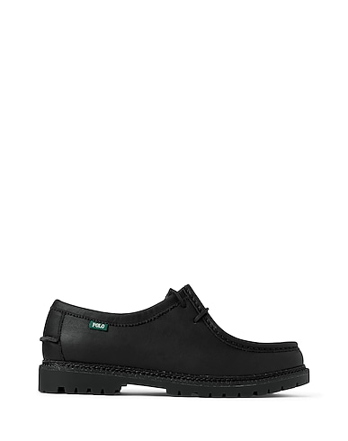 POLO RALPH LAUREN Laced shoes JETT LUG-SOLE LEATHER MOC-TOE SHOE
 Black 100% Leather
