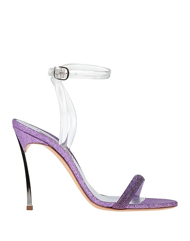 CASADEI Sandals Purple Leather, Other Fibres