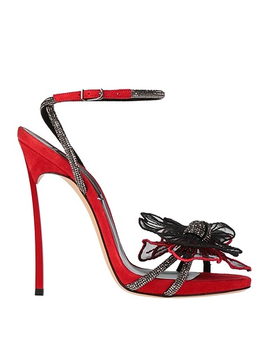 CASADEI Sandals Red Leather, Textile fibres