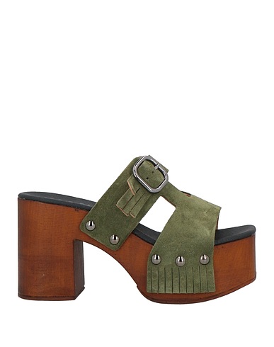 KIANID Mules and clogs Military green Leather