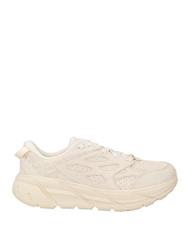 HOKA Sneakers Cream Leather, Textile fibers
