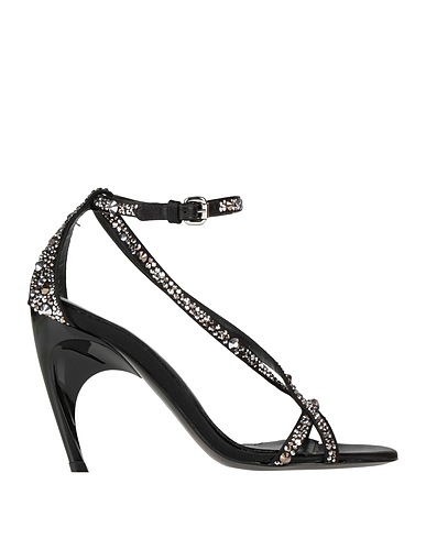 MCQUEEN Sandals Black Textile fibres, Leather