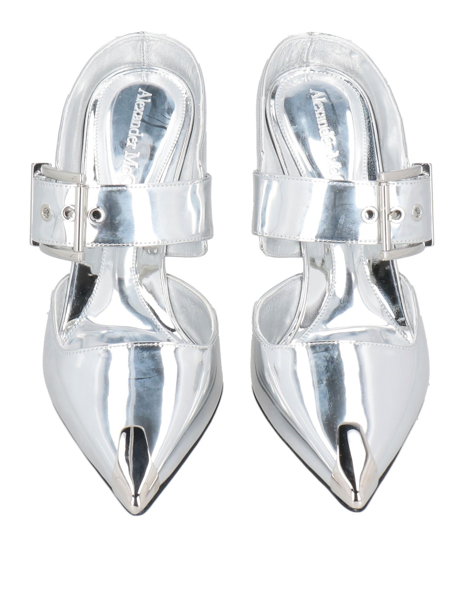 25SS new/alexander mcqueen メタリックミュール Mule Silver MCQUEEN Revel studded metallic leather mules | NET-A-PORTER