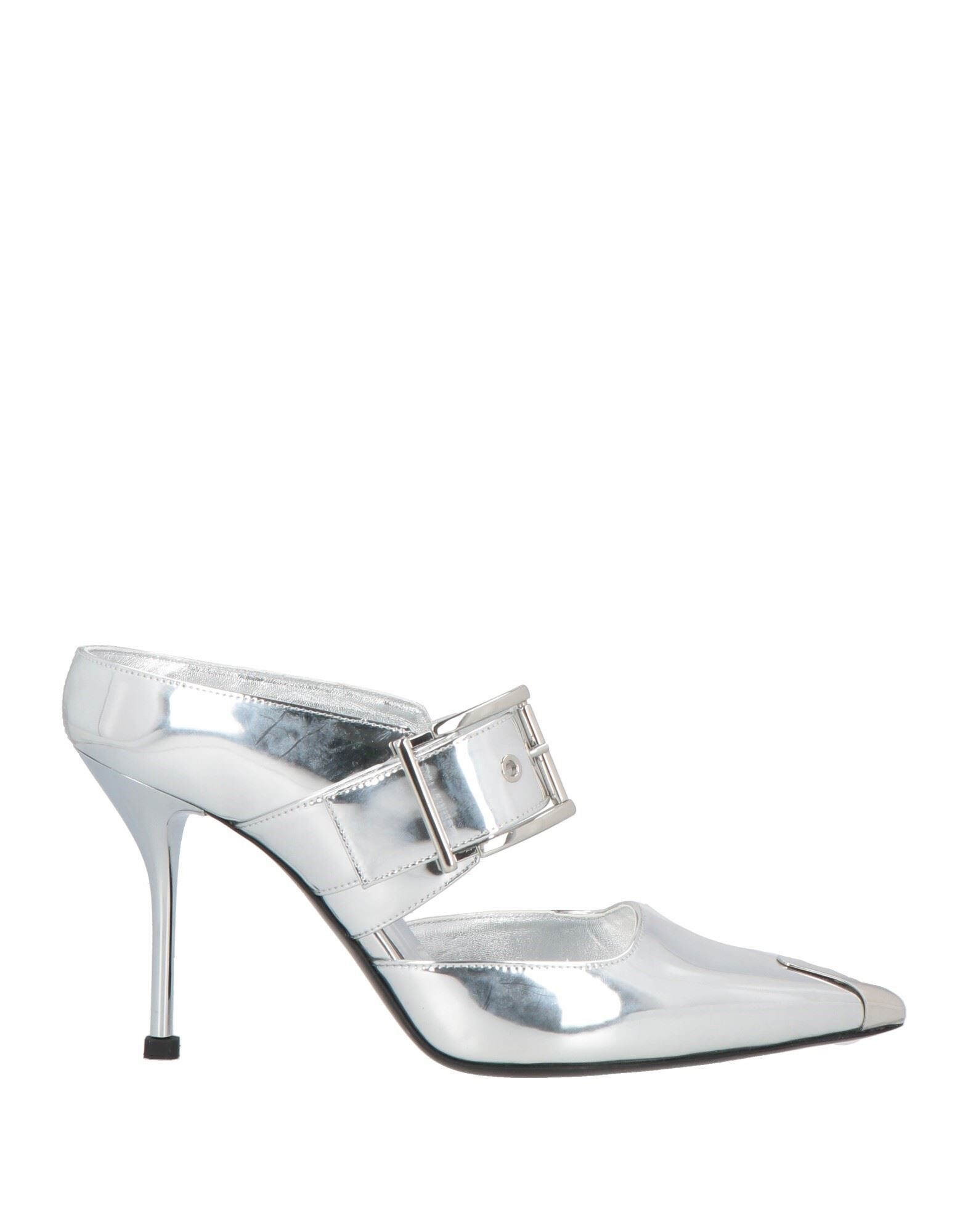 25SS new/alexander mcqueen メタリックミュール Mule Silver MCQUEEN Revel studded metallic leather mules | NET-A-PORTER