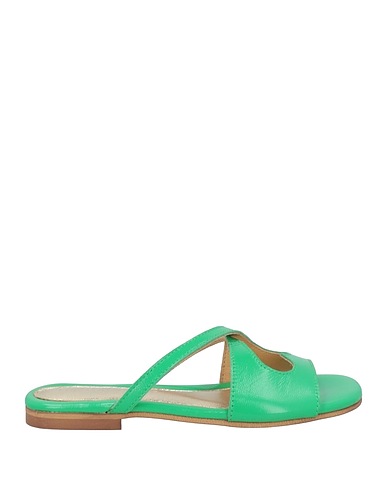 LES ITALIENNES Sandals Green Leather
