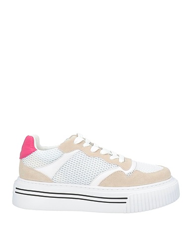 POLLINI Sneakers White Leather, Textile fibres