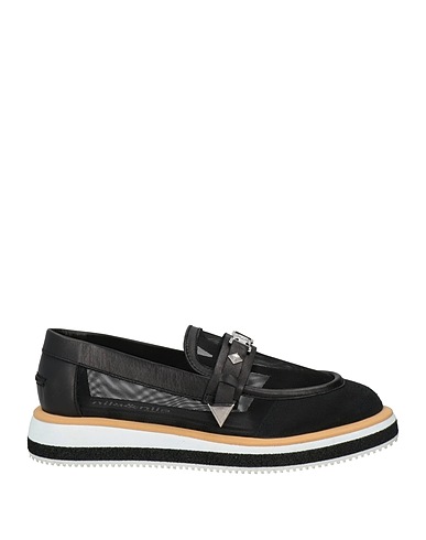 NILA & NILA Loafers Black Leather, Textile fibres