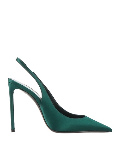 SAINT LAURENT Pump Dark green Textile fibers, Leather