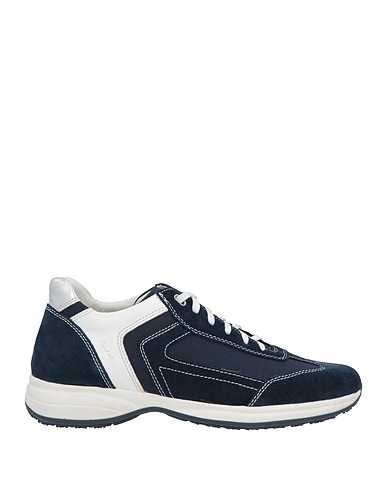 MELLUSO Sneakers Blu navy Pelle, Fibre tessili