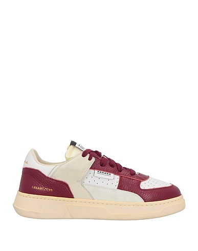 RUN OF Sneakers Burgundy Leather, Textile fibres