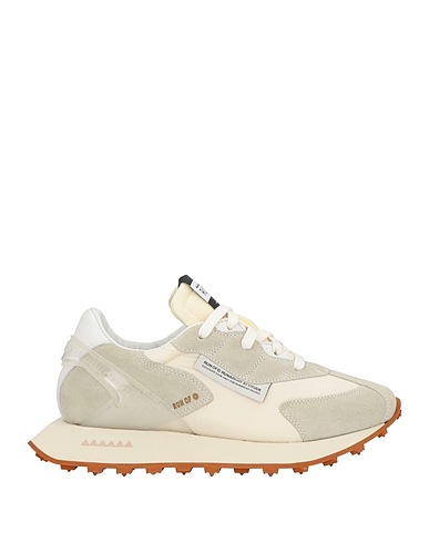 RUN OF Sneakers Grey Leather, Textile fibres