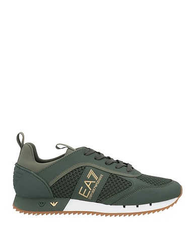 EA7 Sneakers Dark green 100% Polyester, Elastane, Polyurethane coated, Thermoplastic polyurethane
