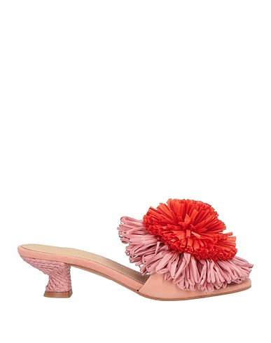 PALOMA BARCELÓ Sandals Red Leather, Textile fibers