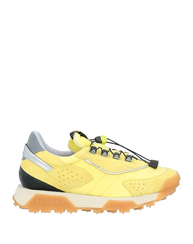 RUN OF Sneakers Yellow Leather, Textile fibers