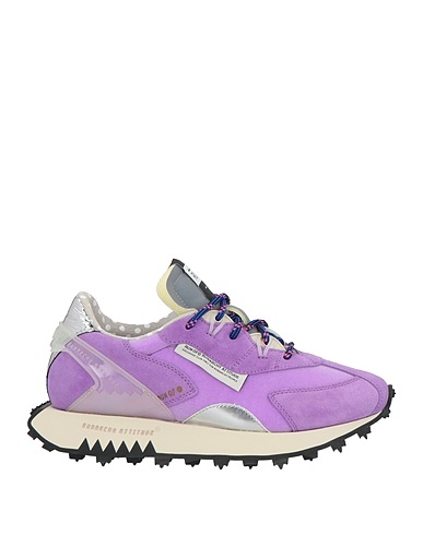 RUN OF Sneakers Purple Leather, Textile fibres