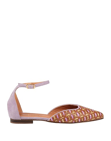 POESIE VENEZIANE Ballet flats Brown Leather, Textile fibres