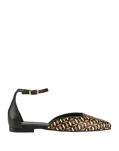 POESIE VENEZIANE Ballet flats Black Leather, Textile fibres