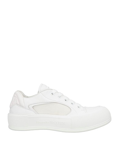 MCQUEEN Sneakers White Leather, Textile fibres