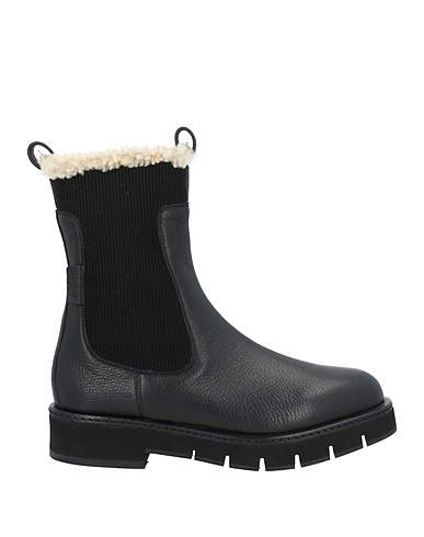 FERRAGAMO Stivaletti Nero Pelle, Fibre tessili