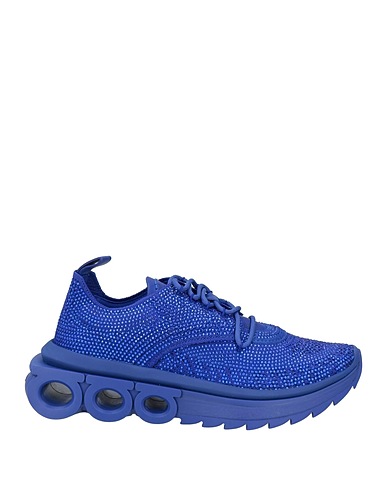 FERRAGAMO Sneakers Bright blue Textile fibers, Leather