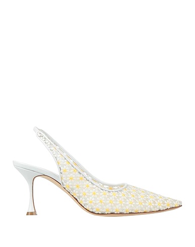 MANOLO BLAHNIK Court White Leather, Textile fibres