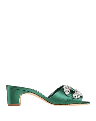 MANOLO BLAHNIK サンダル ダークグリーン 紡績繊維
