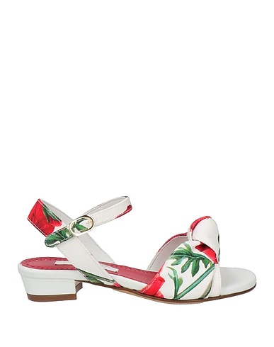 DOLCE&GABBANA サンダル ホワイト コットン 80% / 羊革(ラムスキン) 20%