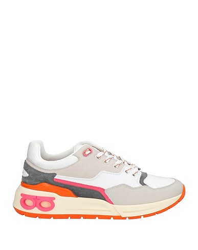 FERRAGAMO Sneakers White Calfskin, Textile fibres