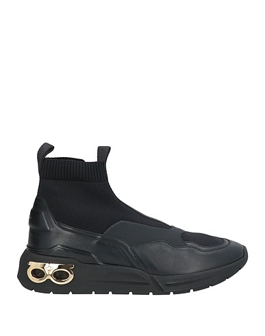 FERRAGAMO Sneakers Black Textile fibers, Leather