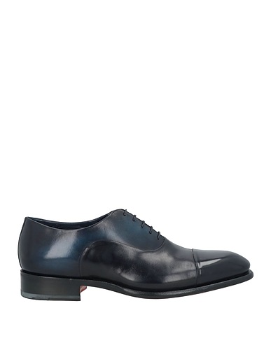 SANTONI Laced shoes Navy blue Leather