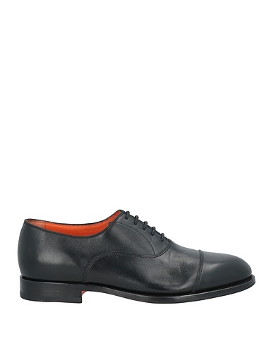 SANTONI Laced shoes Black Leather