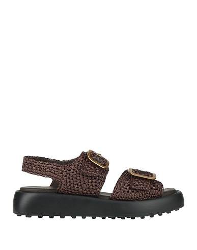 TOD'S Sandals Chocolate brown Textile fibres