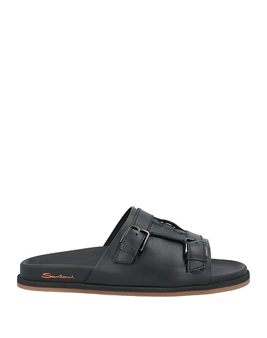 SANTONI Sandals Black Leather