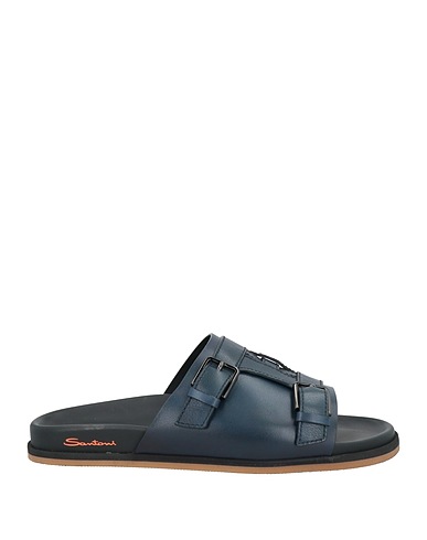 SANTONI Sandals Navy blue Leather