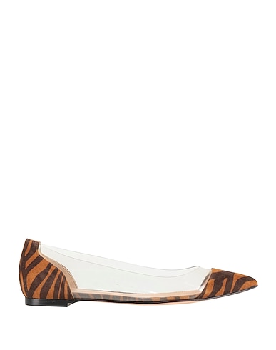 GIANVITO ROSSI Ballet flats Brown Leather, PVC - Polyvinyl chloride