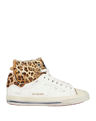 HIDNANDER Sneakers White Leather, Textile fibers