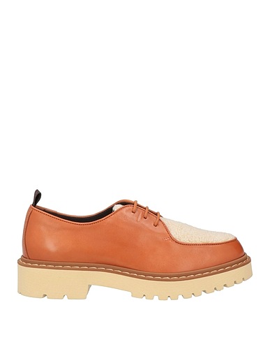 HOGAN Laced shoes Tan Leather, Textile fibers