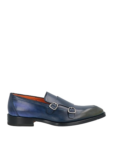 SANTONI Loafers Navy Leather