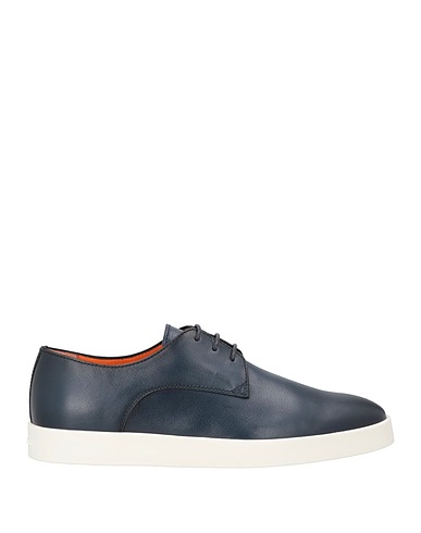 SANTONI Laced shoes Midnight blue Leather