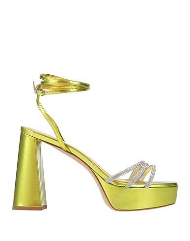 BETTINA VERMILLON Sandali VERDE LIME Pelle, Fibre tessili