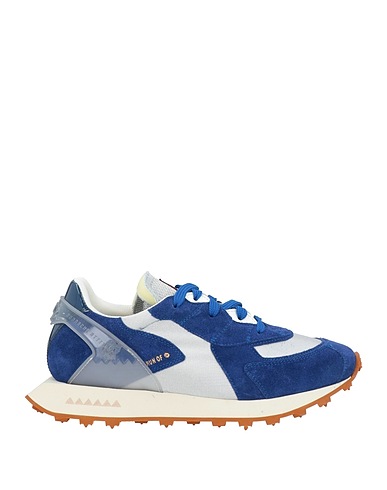 RUN OF Sneakers Blue Leather, Textile fibres