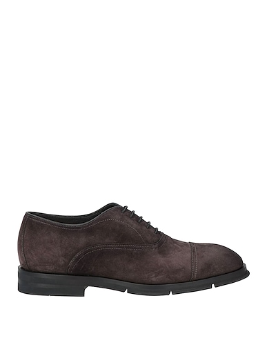 SANTONI Laced shoes Charcoal Leather