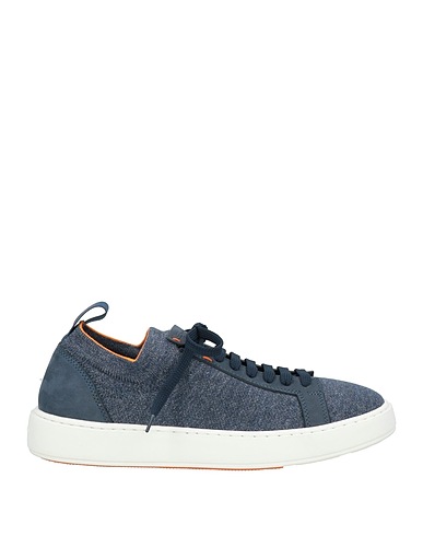 SANTONI Sneakers Slate blue Textile fibres, Leather