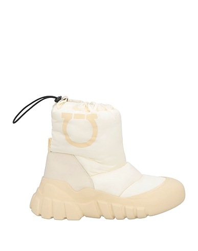 FERRAGAMO Ankle boot Ivory Leather, Textile fibres