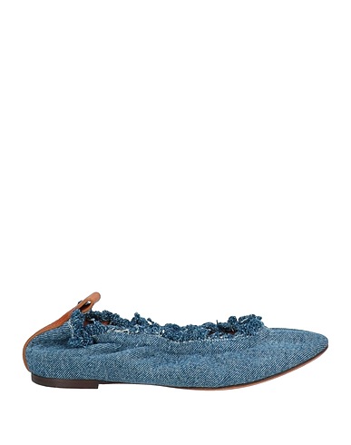 LANVIN Ballet flats Blue 90% Cotton, 10% Calfskin