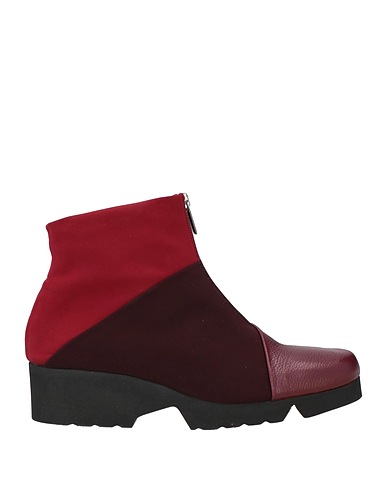 THIERRY RABOTIN Ankle boot Burgundy Leather, Textile fibres