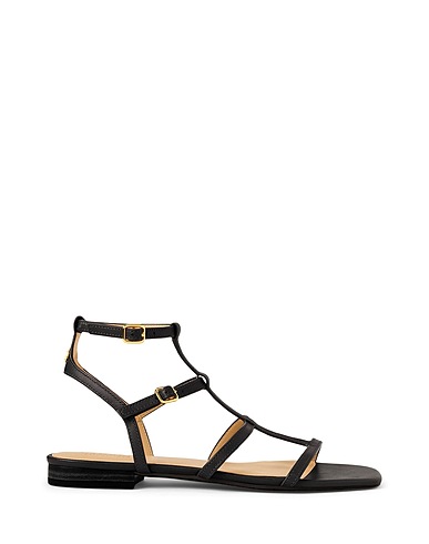 LAUREN RALPH LAUREN Sandals EVERLEY CALFSKIN GLADIATOR SANDAL
 Black 100% Calfskin